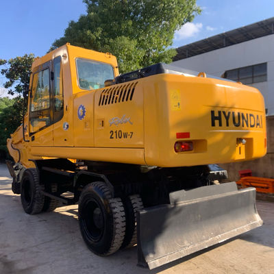 HYUNDAI 210W-7 Máy đào bánh xe cũ, Thiết bị xây dựng sử dụng 124KW Cho khai thác mỏ