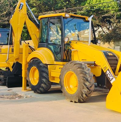 74.6kW JCB 4CX Loader sử dụng màu vàng 4378kg nâng tay hai Backhoe Loader bánh xe di chuyển