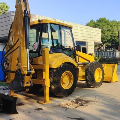 74.6kW JCB 4CX Loader sử dụng màu vàng 4378kg nâng tay hai Backhoe Loader bánh xe di chuyển