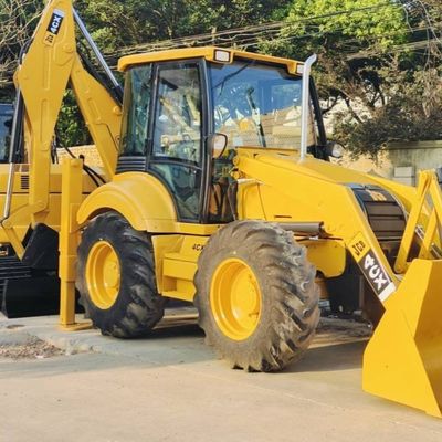 74.6kW JCB 4CX Loader sử dụng màu vàng 4378kg nâng tay hai Backhoe Loader bánh xe di chuyển